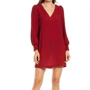 BB Dakota by Steve Madden Women’s Red Ruston Texture Long Sleeve Shift Dress NWT